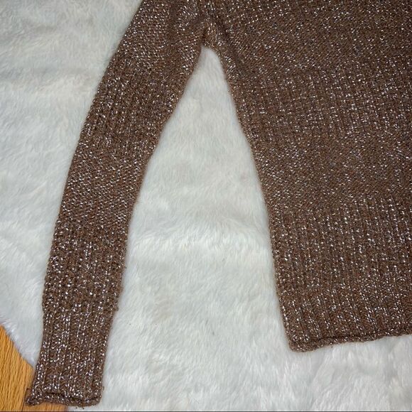 Sz Xs Banana Republic Tan Yarn Silver Sweater - Picture 4 of 6